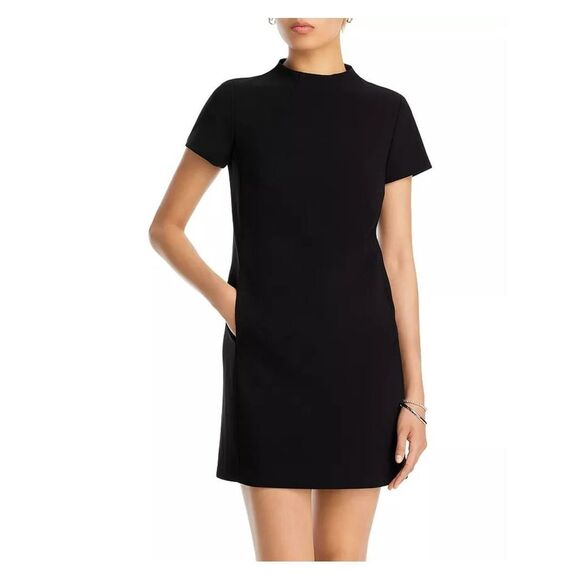 Theory Jasneah Admiral Crepe Mini Dress Black Size 4 - Picture 2 of 11